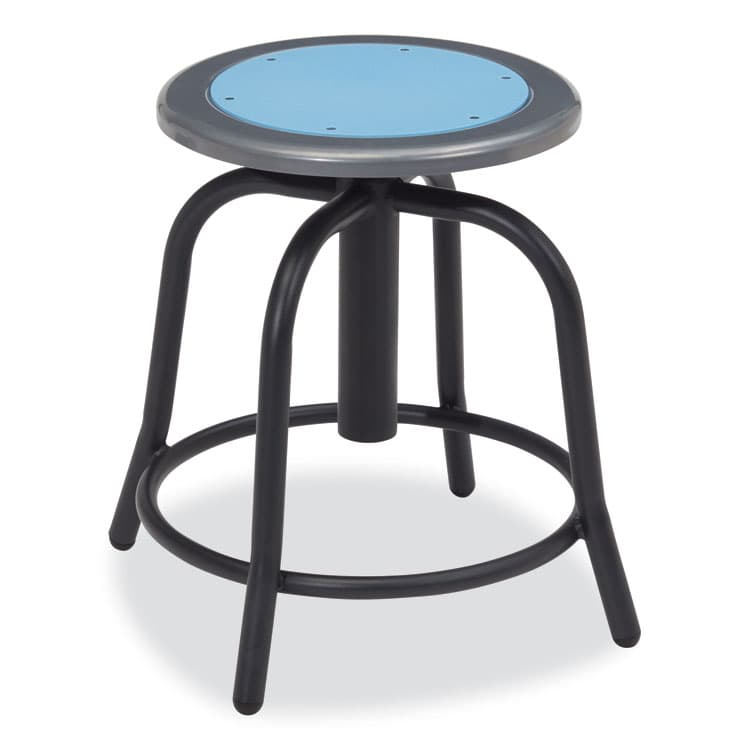 NATIONAL PUBLIC SEATING 6800 Series Height Adjustable Metal Seat Stool, Supports Up to 300 lb, 18" to 24" Seat Height, Blueberry Seat/Black Base (NPS680510)