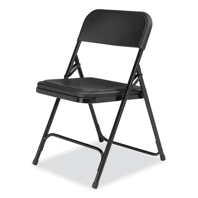 NATIONAL PUBLIC SEATING 800 Series Plastic Folding Chair, Supports Up to 500 lb, 18" Seat Height, Black Seat, Black Back, Black Base, 4/Carton (NPS810) thumbnail 3