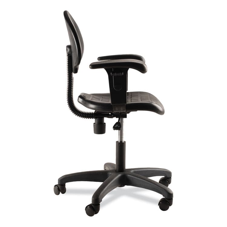 NATIONAL PUBLIC SEATING 6700 Series Polyurethane Adjustable Height Task Chair with Arms, Supports 300 lb, 16" to 21" Seat Height, Black Seat/Base (NPS6716HBA) thumbnail 3