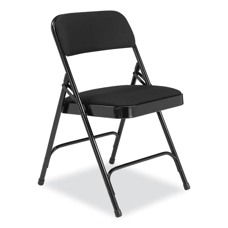 NATIONAL PUBLIC SEATING 2200 Series Fabric Dual-Hinge Folding Chair, Supports 500 lb, Midnight Black Seat/Back, Black Base, 4/Carton (NPS2210) thumbnail 2