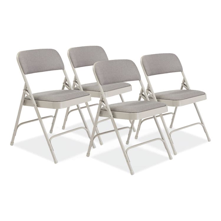 NATIONAL PUBLIC SEATING 2200 Series Fabric Dual-Hinge Premium Folding Chair, Supports 500 lb, Greystone Seat, Greystone Back, Gray Base, 4/Carton (NPS2202)