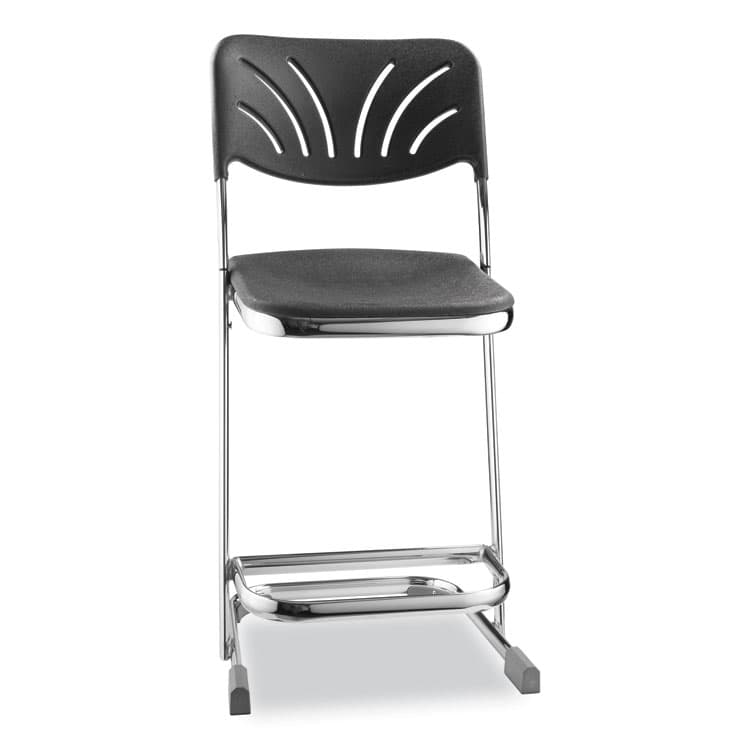 NATIONAL PUBLIC SEATING 6600 Series Elephant Z-Stool With Backrest, Supports Up to 500 lb, 22" Seat Height, Black Seat, Black Back, Chrome Frame (NPS6622B) thumbnail 2