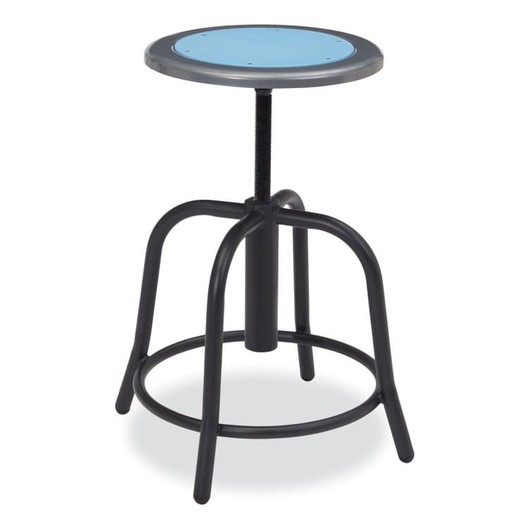 NATIONAL PUBLIC SEATING 6800 Series Height Adjustable Metal Seat Stool, Supports Up to 300 lb, 18" to 24" Seat Height, Blueberry Seat/Black Base (NPS680510) thumbnail 2