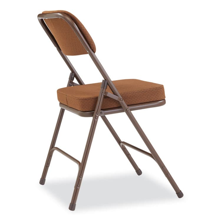 NATIONAL PUBLIC SEATING 3200 Series Premium Fabric Dual-Hinge Folding Chair, Supports Up to 300 lb, Gold Seat, Gold Back, Brown Base, 2/Carton (NPS3219) thumbnail 4