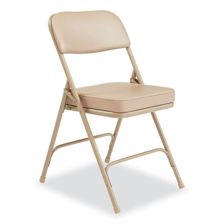 NATIONAL PUBLIC SEATING 3200 Series 2" Vinyl Upholstered Double Hinge Folding Chair, Supports Up to 300lb, 18.5" Seat Height, Beige, 2/Carton (NPS3201) thumbnail 2