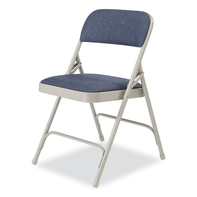 NATIONAL PUBLIC SEATING 2200 Series Fabric Dual-Hinge Premium Folding Chair, Supports Up to 500 lb, Blue Seat, Blue Back, Gray Base, 4/Carton (NPS2205) thumbnail 3