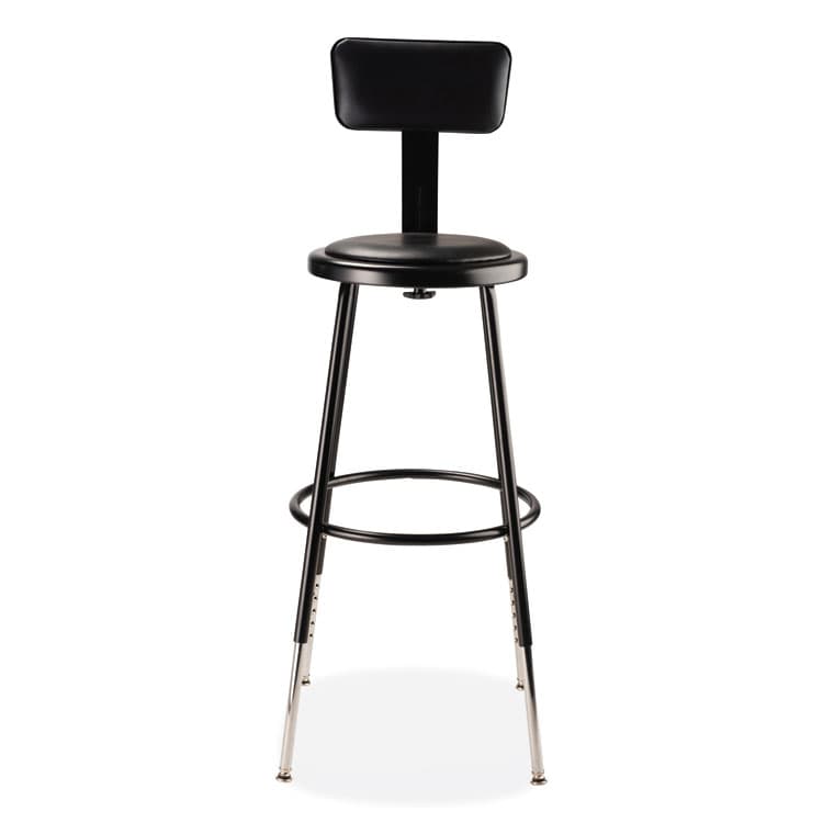 NATIONAL PUBLIC SEATING 6400 Series Height Adj Heavy Duty Vinyl Steel Stool w/Backrest, Supports 300 lb, 25"-33" Seat Ht, Black (NPS6424HB10) thumbnail 2