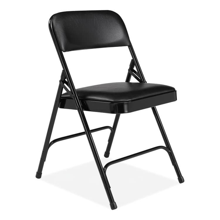 NATIONAL PUBLIC SEATING 1200 Series Premium Vinyl Dual-Hinge Folding Chair, Supports Up to 500 lb, 17.75" Seat Height, Caviar Black, 4/Carton (NPS1210) thumbnail 2