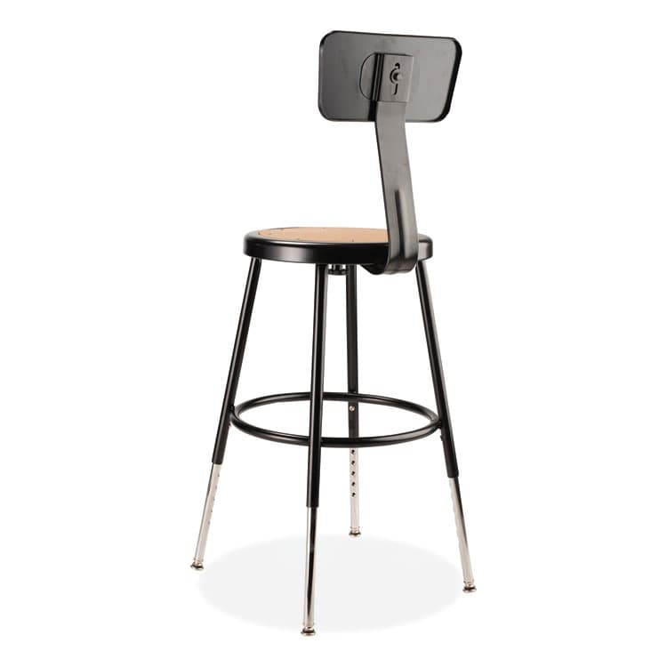 NATIONAL PUBLIC SEATING 6200 Series 19" to 27" Height Adjustable Heavy-Duty Stool with Backrest, Supports Up to 500 lb, Masonite Seat/Black Base (NPS6218HB10) thumbnail 4