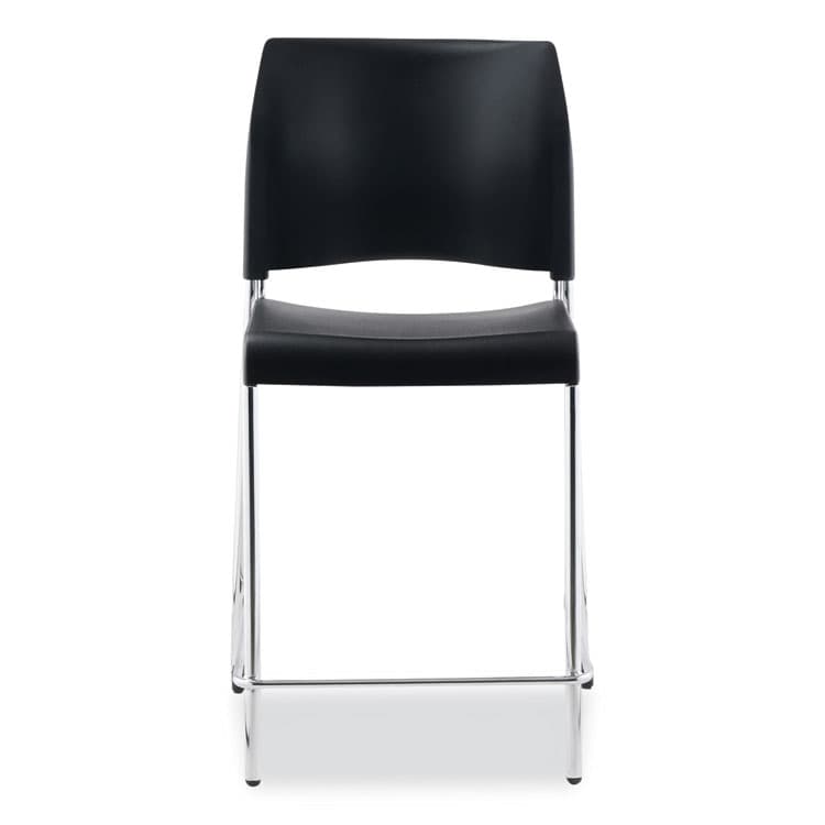 NATIONAL PUBLIC SEATING Cafetorium Counter Height Stool, Supports Up to 300 lb, 24" Seat Height, Black Seat, Black Back, Chrome Base (NPS8810C1110) thumbnail 2