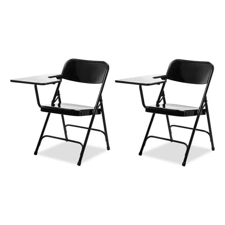 NATIONAL PUBLIC SEATING 5200 Series Right-Side Tablet-Arm Folding Chair, Supports 480 lb, 17.25" Seat Height, Black, 2/Carton (NPS5210R)