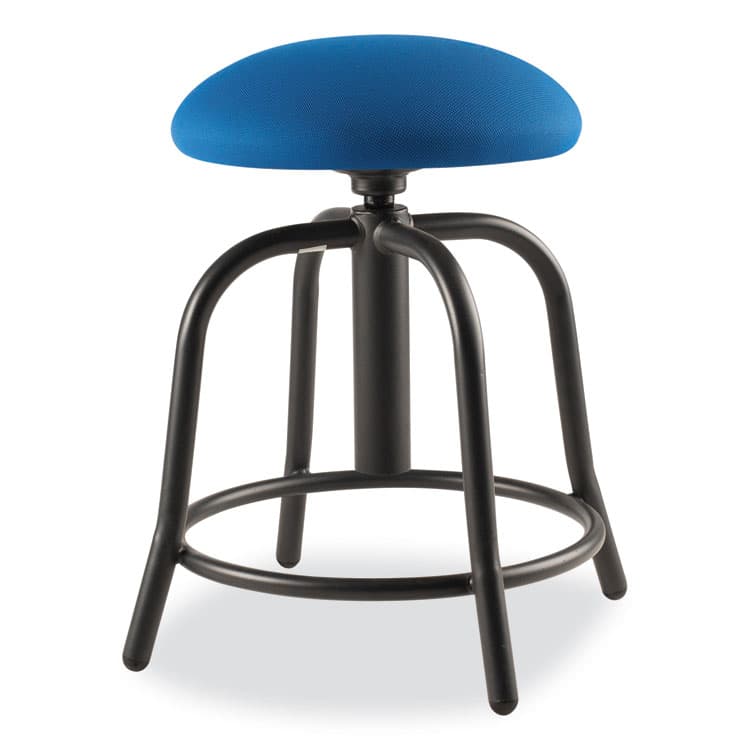 NATIONAL PUBLIC SEATING 6800 Series Height Adjustable Fabric Padded Seat Stool, Support 300 lb, 18" to 25" Seat Height, Cobalt Blue Seat/Black Base (NPS6825S10)