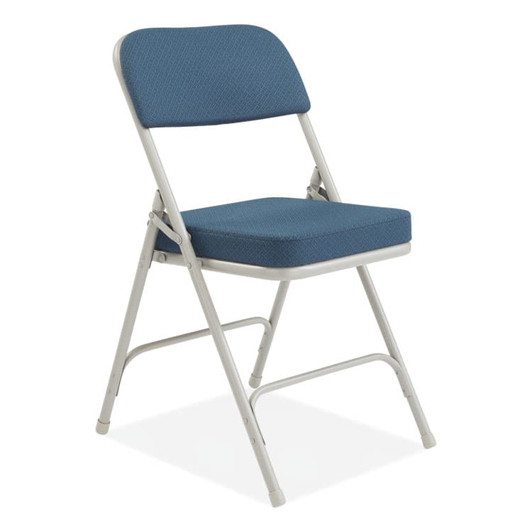 NATIONAL PUBLIC SEATING 3200 Series Fabric Dual-Hinge Folding Chair, Supports Up to 300 lb, Regal Blue Seat, Regal Blue Back, Gray Base, 2/Carton (NPS3215) thumbnail 2