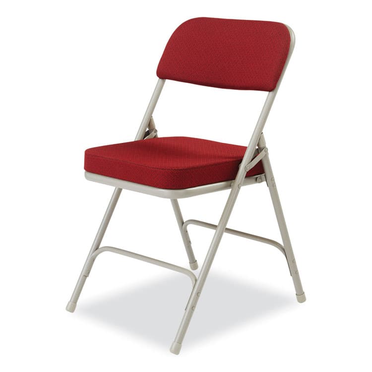 NATIONAL PUBLIC SEATING 3200 Series Premium Fabric Dual-Hinge Folding Chair, Supports Up to 300 lb, Burgundy Seat, Burgundy Back, Gray Base, 2/Carton (NPS3218) thumbnail 3
