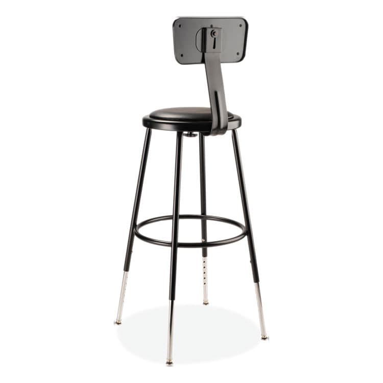 NATIONAL PUBLIC SEATING 6400 Series Height Adj Heavy Duty Vinyl Steel Stool w/Backrest, Supports 300 lb, 25"-33" Seat Ht, Black (NPS6424HB10) thumbnail 4