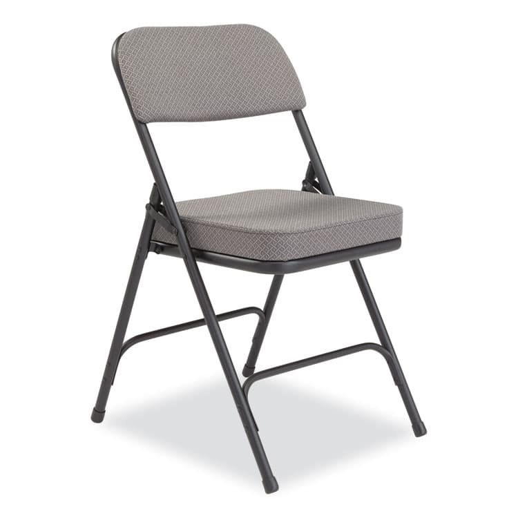 NATIONAL PUBLIC SEATING 3200 Series Fabric Dual-Hinge Folding Chair, Supports Up to 300 lb, Charcoal Seat, Charocoal Back, Black Base, 2/Carton (NPS3212) thumbnail 2