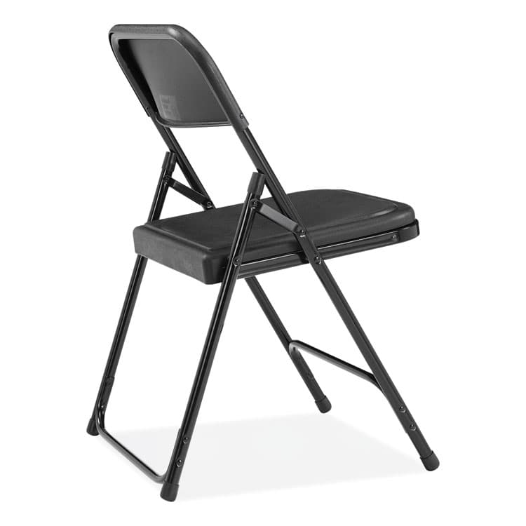 NATIONAL PUBLIC SEATING 800 Series Plastic Folding Chair, Supports Up to 500 lb, 18" Seat Height, Black Seat, Black Back, Black Base, 4/Carton (NPS810) thumbnail 4