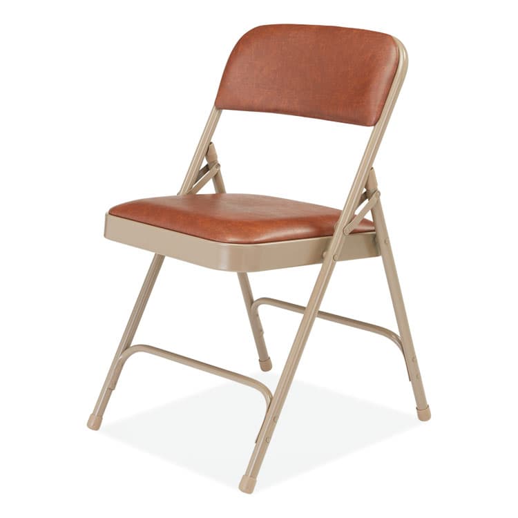 NATIONAL PUBLIC SEATING 1200 Series Vinyl Dual-Hinge Folding Chair, Supports Up to 500 lb, Honey Brown Seat, Honey Brown Back, Beige Base, 4/Carton (NPS1203) thumbnail 3