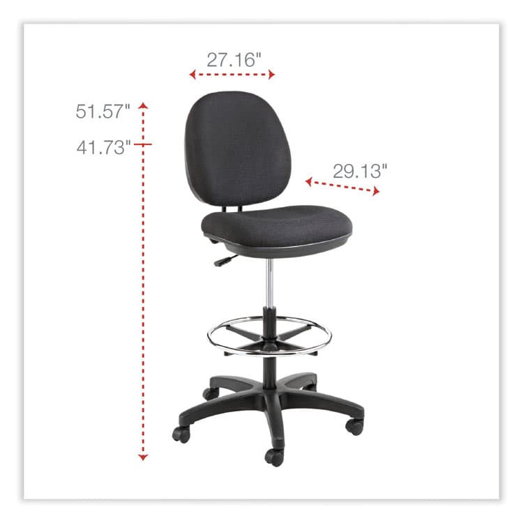 ALERA Alera Interval Series Swivel Task Stool, Supports Up to 275 lb, 23.93" to 34.53" Seat Height, Black Fabric (ALEIN4611) thumbnail 2