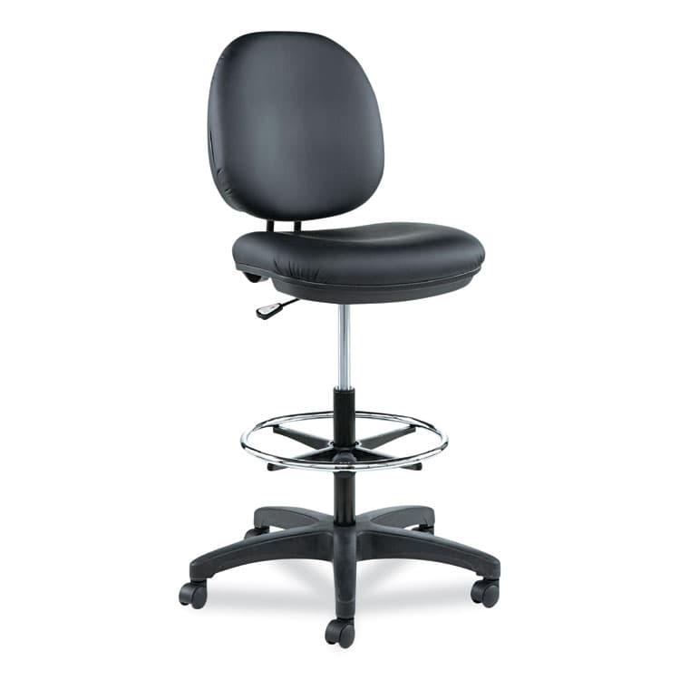 ALERA Alera Interval Series Swivel Task Stool, Supports Up to 275 lb, 23.93" to 34.53" Seat Height, Black Faux Leather (ALEIN4616)