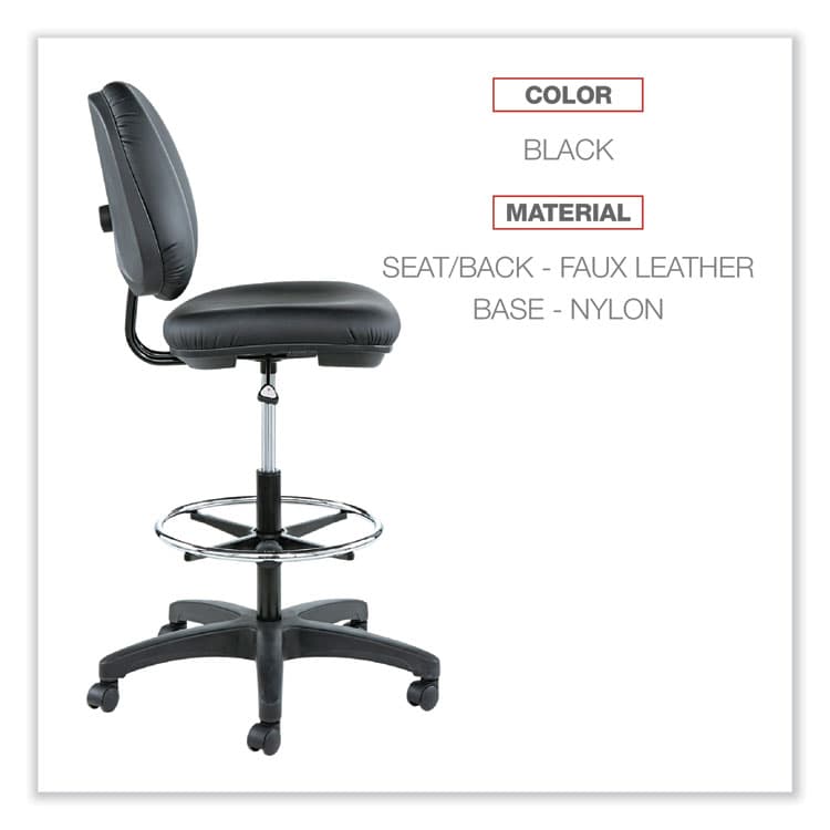 ALERA Alera Interval Series Swivel Task Stool, Supports Up to 275 lb, 23.93" to 34.53" Seat Height, Black Faux Leather (ALEIN4616) thumbnail 3