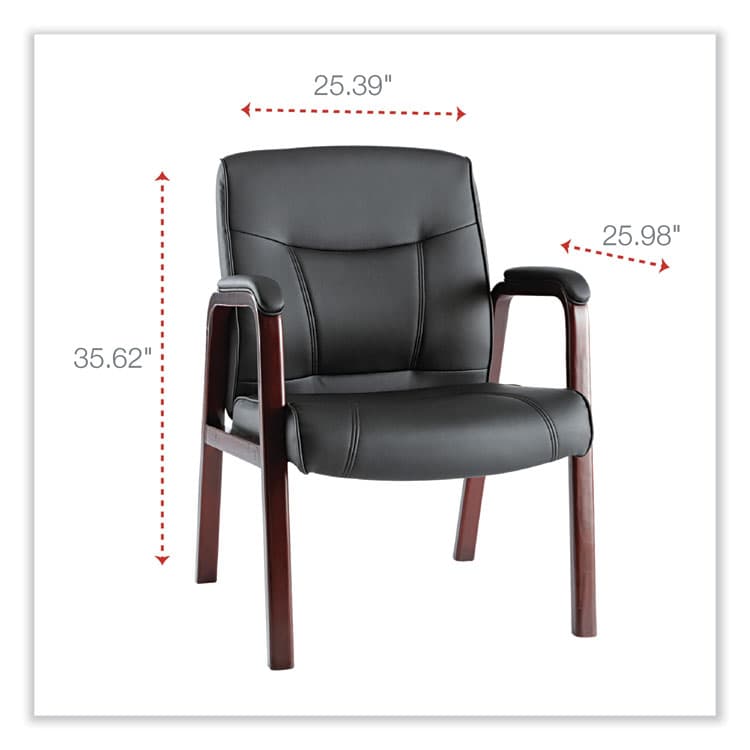 ALERA Alera Madaris Series Bonded Leather Guest Chair with Wood Trim Legs, 25.39" x 25.98" x 35.62", Black Seat/Back, Mahogany Base (ALEMA43ALS10M) thumbnail 2