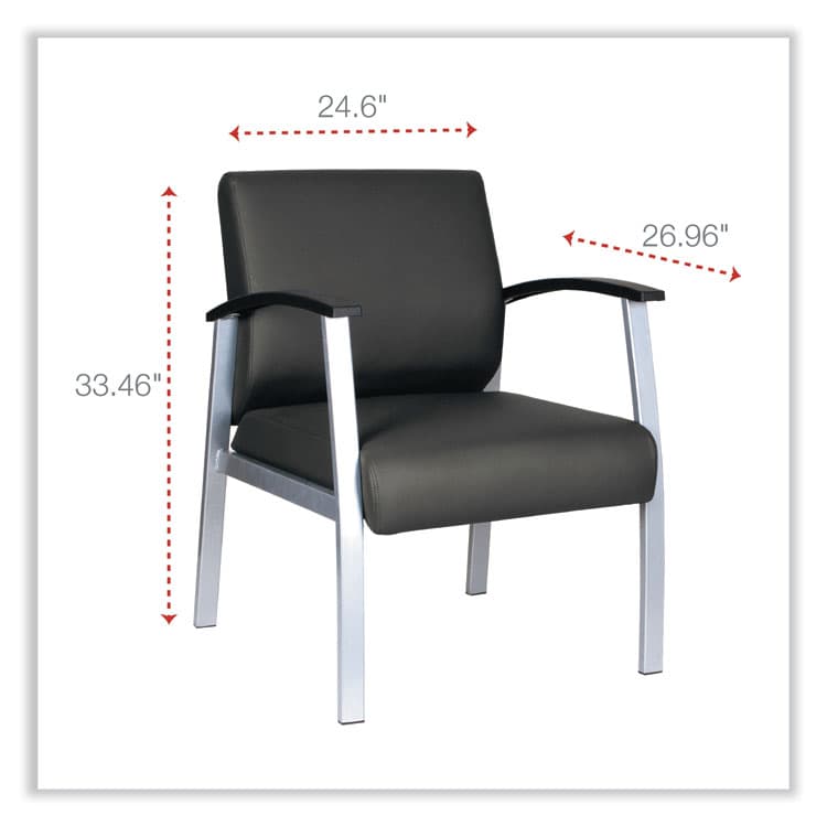 ALERA Alera metaLounge Series Mid-Back Guest Chair, 24.6" x 26.96" x 33.46", Black Seat, Black Back, Silver Base (ALEML2319) thumbnail 2