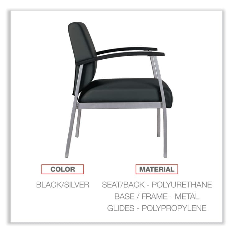 ALERA Alera metaLounge Series Mid-Back Guest Chair, 24.6" x 26.96" x 33.46", Black Seat, Black Back, Silver Base (ALEML2319) thumbnail 3