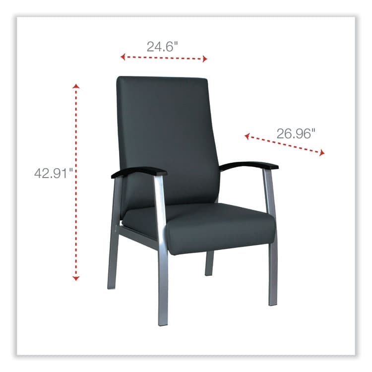 ALERA Alera metaLounge Series High-Back Guest Chair, 24.6" x 26.96" x 42.91", Black Seat, Black Back, Silver Base (ALEML2419) thumbnail 2