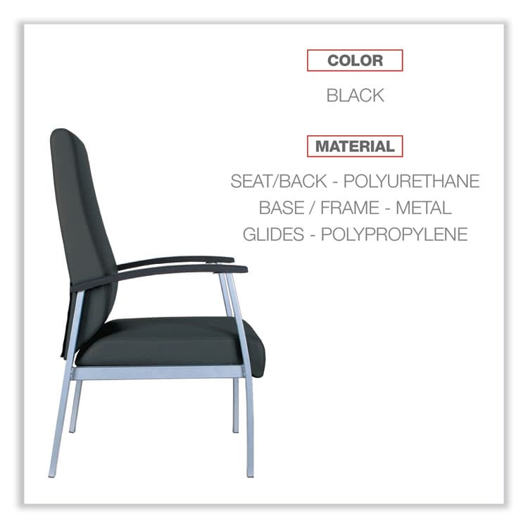 ALERA Alera metaLounge Series High-Back Guest Chair, 24.6" x 26.96" x 42.91", Black Seat, Black Back, Silver Base (ALEML2419) thumbnail 3