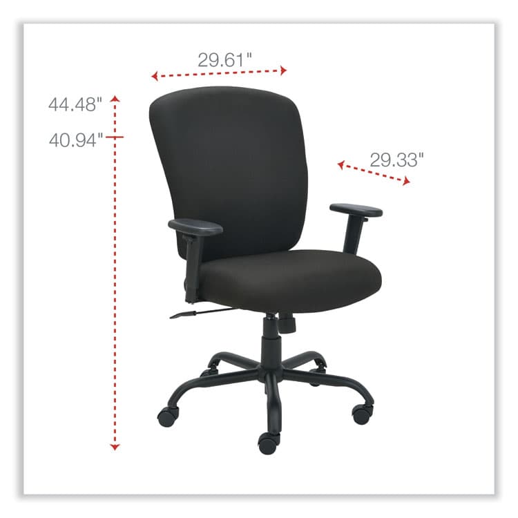 ALERA Alera Mota Series Big and Tall Chair, Supports Up to 450 lb, 19.68" to 23.22" Seat Height, Black (ALEMT4510) thumbnail 2
