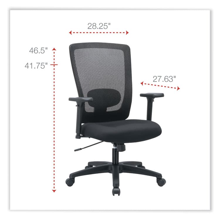 ALERA Alera Envy Series Mesh High-Back Multifunction Chair, Supports Up to 250 lb, 16.88" to 21.5" Seat Height, Black (ALENV41M14) thumbnail 2