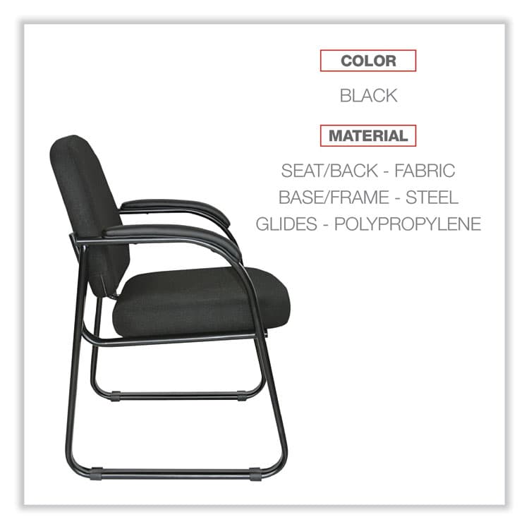 ALERA Alera Genaro Series Fabric Half-Back Sled Base Guest Chair, 25" x 24.80" x 33.66", Black Seat, Black Back, Black Base (ALERL43C11) thumbnail 3