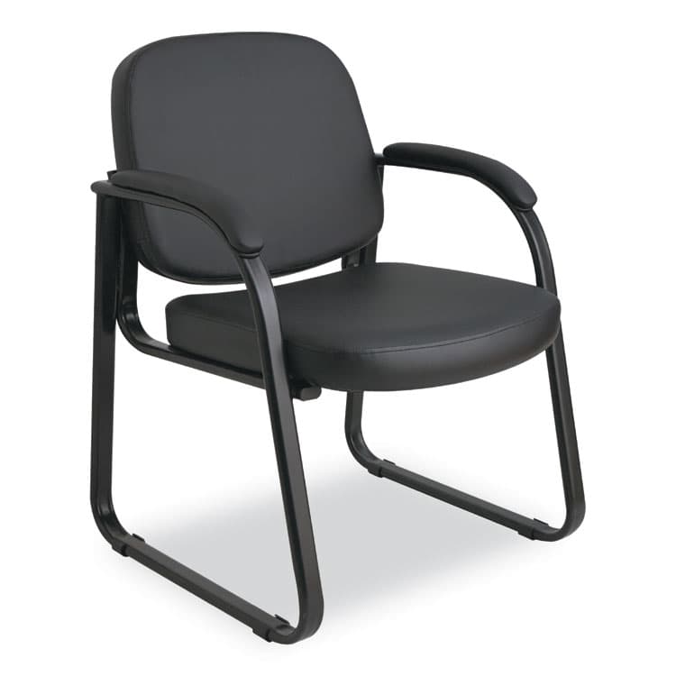 ALERA Alera Genaro Series Faux Leather Half-Back Sled Base Guest Chair, 25" x 24.80" x 33.66", Black Seat, Black Back, Black Base (ALERL43C16)