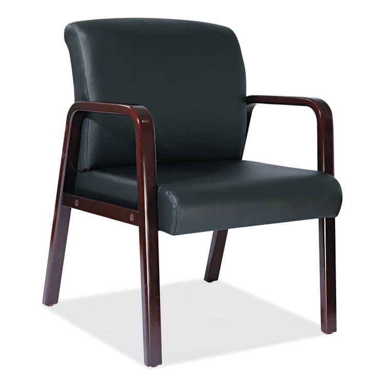 ALERA Alera Reception Lounge WL Series Guest Chair, 24.21" x 24.8" x 32.67", Black Seat, Black Back, Mahogany Base (ALERL4319M)