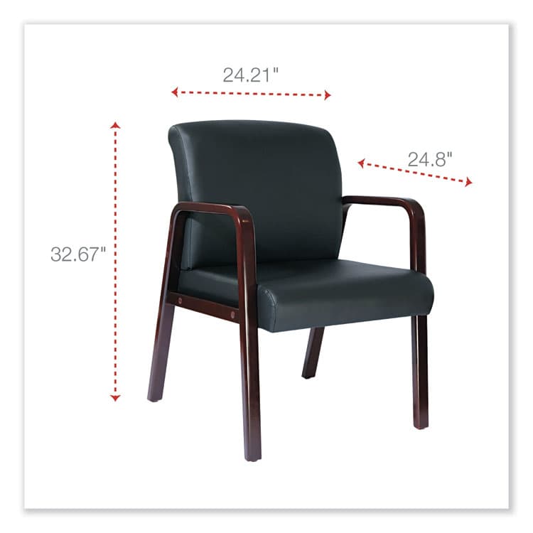 ALERA Alera Reception Lounge WL Series Guest Chair, 24.21" x 24.8" x 32.67", Black Seat, Black Back, Mahogany Base (ALERL4319M) thumbnail 2