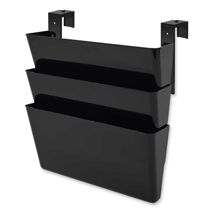 DEFLECTO CORPORATION DocuPocket Stackable Three-Pocket Partition Wall File, 3 Sections, Letter Size, 13" x 4", Black (DEF73504)