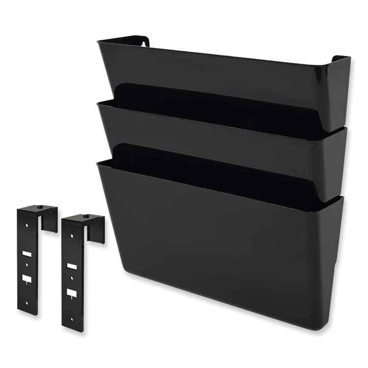 DEFLECTO CORPORATION DocuPocket Stackable Three-Pocket Partition Wall File, 3 Sections, Letter Size, 13" x 4", Black (DEF73504) thumbnail 4