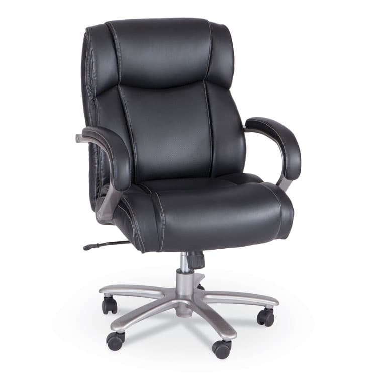 SAFCO PRODUCTS Lineage Big and Tall Mid Back Task Chair 28" Back, Supports Up to 400 lb, 21.5" - 25.25" Seat Height, Black Seat, Chrome Base (SAF3503BL)