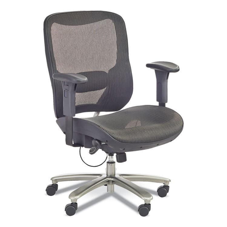 SAFCO PRODUCTS Lineage Big and Tall All-Mesh Task Chair, Supports Up to 400 lb, 19.5" to 23.25" Seat Height, Black Seat, Chrome Base (SAF3505BL)