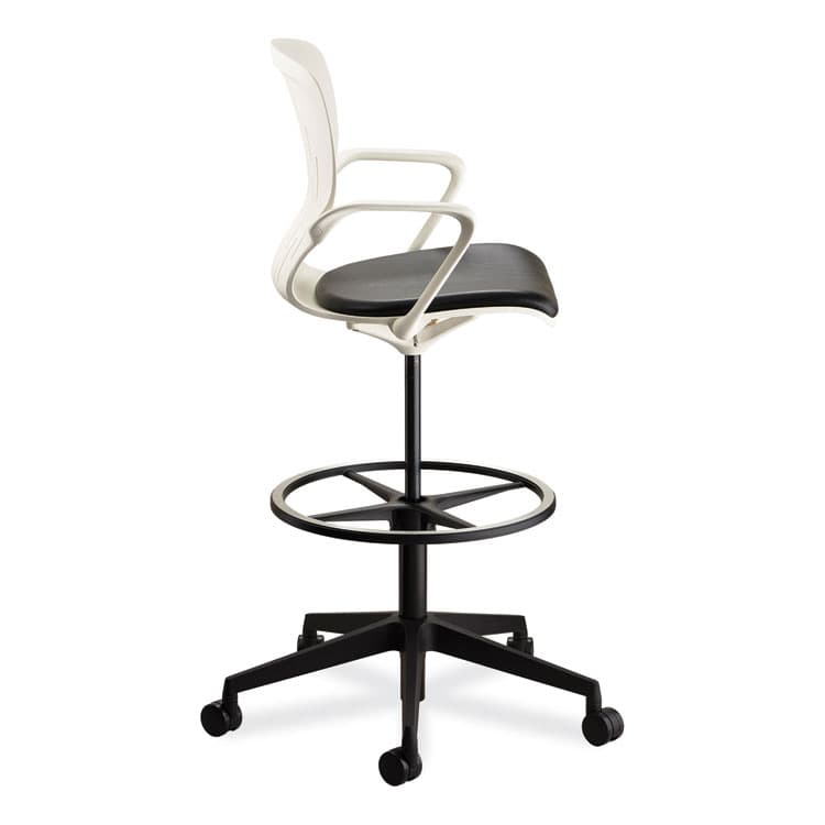 SAFCO PRODUCTS Shell Extended-Height Chair, Supports Up to 275 lb, 22" to 32" Seat Height, Black/White Seat, White Back, Black Base (SAF7014WH) thumbnail 3