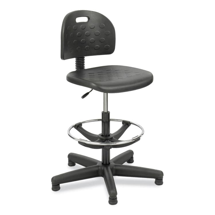 SAFCO PRODUCTS Soft Tough Economy Workbench Chair, Supports Up to 250 lb, 22" to 32" Seat Height, Black Seat, Black Back, Black Base (SAF6680)