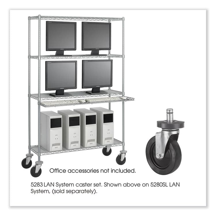 SAFCO PRODUCTS Caster Kit for Safco Task Master Industrial Shelving Units, Black, 4/Set (2 Locking) (SAF5283) thumbnail 2