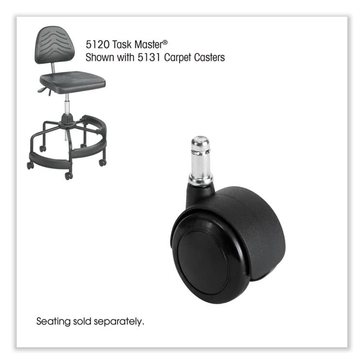 SAFCO PRODUCTS Task Master Carpet Casters, 2" Wheel, Black, 5/Set (SAF5131) thumbnail 2
