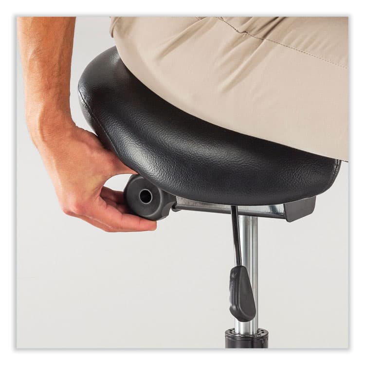 SAFCO PRODUCTS Twixt Extended-Height Saddle Seat Stool, Backless, Supports Up to 300 lb, 22.9" to 32.7" Seat Height, Black Seat (SAF3006BV) thumbnail 4