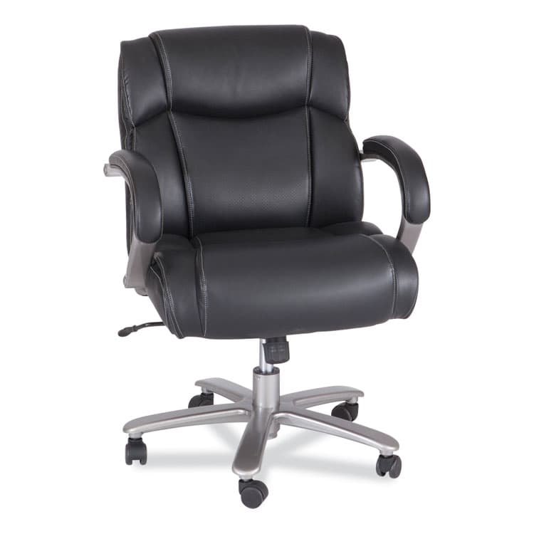 SAFCO PRODUCTS Lineage Big and Tall Mid Back Task Chair 24.5" Back, Supports 350 lb, 19.5" to 23.25" Seat Height, Black Seat, Chrome Base (SAF3504BL)