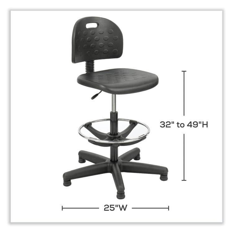 SAFCO PRODUCTS Soft Tough Economy Workbench Chair, Supports Up to 250 lb, 22" to 32" Seat Height, Black Seat, Black Back, Black Base (SAF6680) thumbnail 4