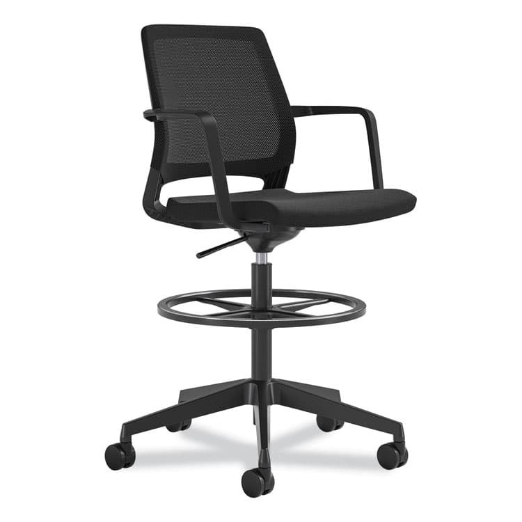 SAFCO PRODUCTS Medina Extended-Height Chair, Supports Up to 275 lb, 23" to 33" Seat Height, Black Seat, Black Back, Black Base (SAF6827BL)