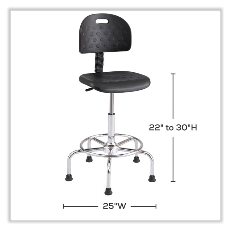 SAFCO PRODUCTS Workfit Economy Industrial Chair, Supports Up to 400 lb, 22" to 30" Seat Height, Black Seat, Black Back, Silver Base (SAF6950BL) thumbnail 3