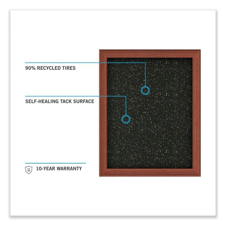 GHENT MANUFACTURING, Aluminum-Frame Recycled Rubber Bulletin Boards, 60.5" x 36.5", Confetti Surface, Satin Aluminum Frame (GHEATR35CF) thumbnail 4